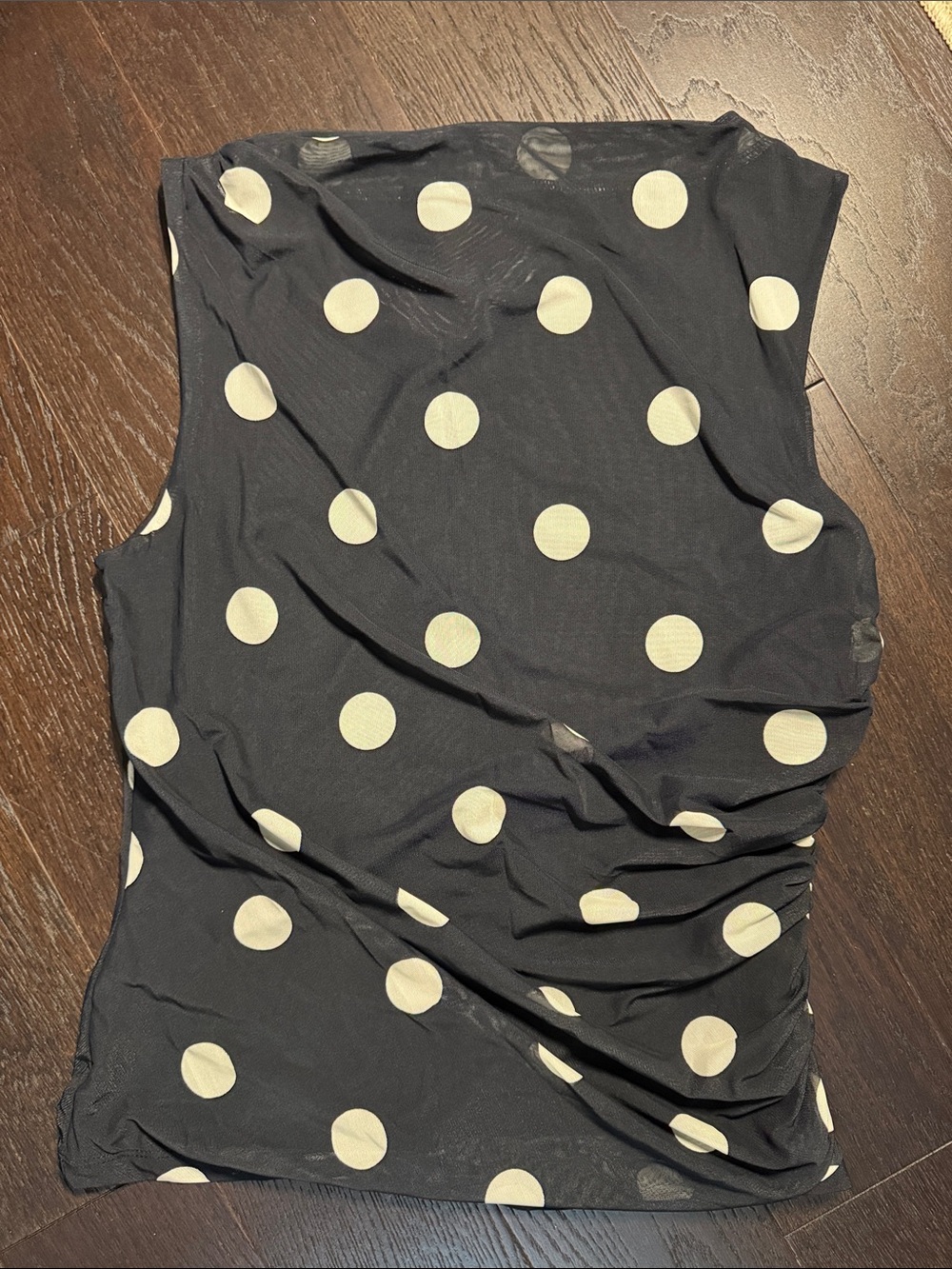Philosophy Black Sleeveless Tank with White Polka Dots